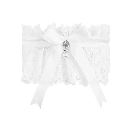 Obsessive Amor Blanco White Lace Garter with Satin Bow One Size