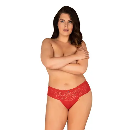 Obsessive Blossmina Red Lace Briefs 4XL/5XL - Elegant Plus Size Panties