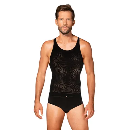 Obsessive T103 Men's Black Geometric Tank Top S/M/L Flexible Fit