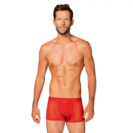 Obsessive Obsessiver Boxer Shorts S/M Red Sheer Monogram Design