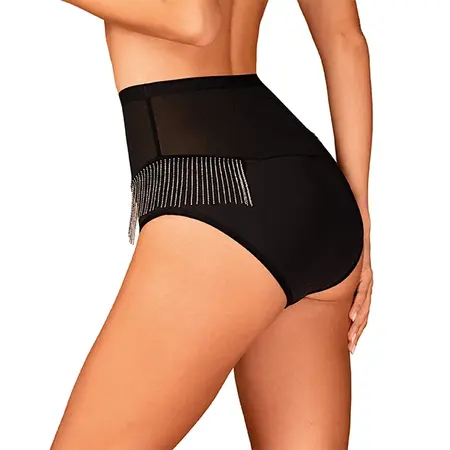 Obsessive Milladis High-Waisted Panties XL/2XL with Silver Beads