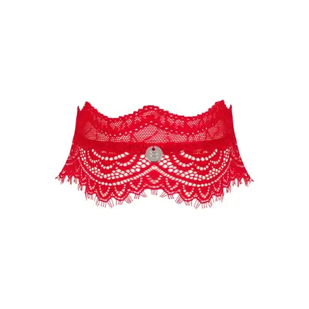 Obsessive Bergamore Red Lace Choker with Pendant Adjustable O/S
