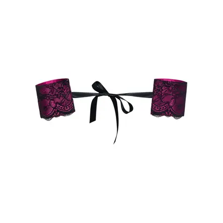 Obsessive Roseberry Lace Handcuffs Adjustable One Size Pink-Black