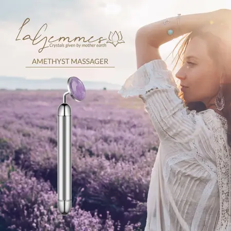 La Gemmes Lay-On Massager Amethyst - Gemstone & Metal, 15 cm