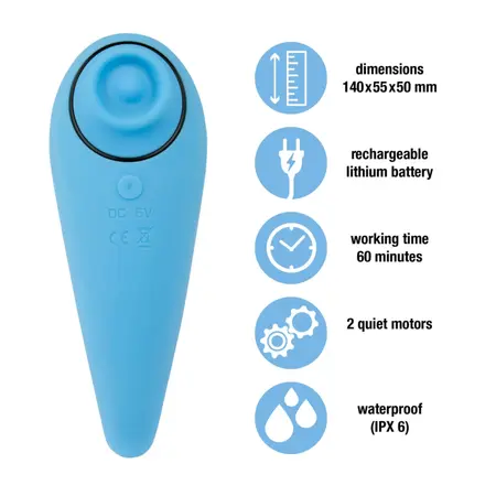FeelzToys FemmeGasm Turquoise Dual Motor Tapping & Vibrating Device