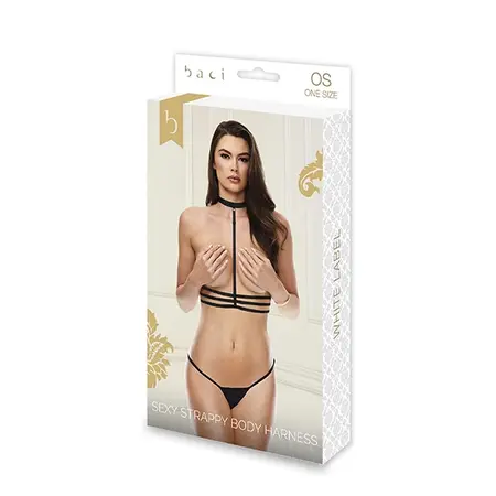 Baci Body Harness Black - Adjustable Fashion Strappy Lingerie S/M/L