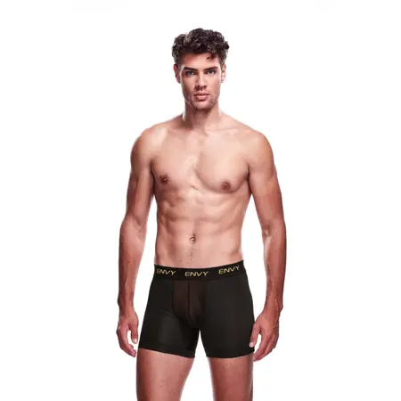 Envy Mesh Long Boxer Black M/L - Breathable Stretch Fabric