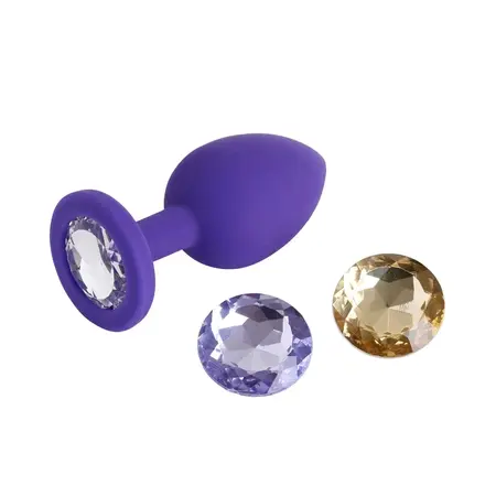 So Divine Bootylicious Medium Plug Purple Silicone with Jewel Ends