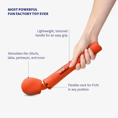 Fun Factory Vim Sunrise Orange Weighted Wand Massager 31.3cm Quiet Power