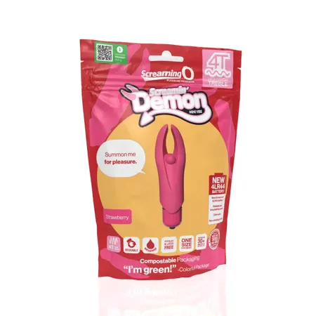 The Screaming O 4T Demon Mini Vibe Strawberry - Compact 5-Speed Silicone Model