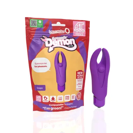 The Screaming O 4T DemonGrape Mini Vibrator Flexible Silicone Purple