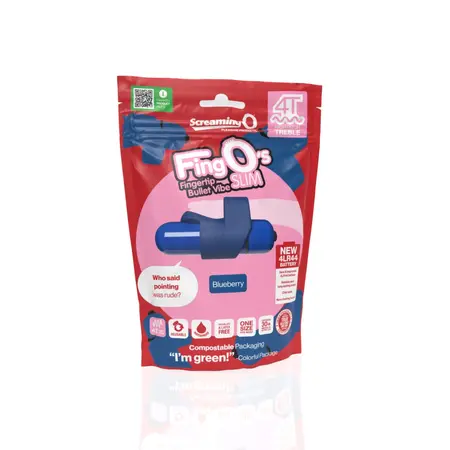 The Screaming O 4T FingO Slim Blueberry Finger Vibrator, Waterproof