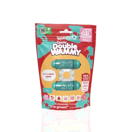 The Screaming O 4T Double Wammy Kiwi Vibrating Ring, Dual-Motor, Waterproof