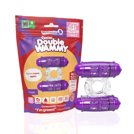 The Screaming O 4T Double Wammy Intimate Ring Grape Waterproof Twin Motor