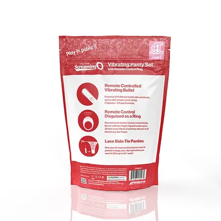 The Screaming O My Secret 4T Panty Vibe Rechargeable Red Lace Set