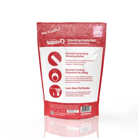 The Screaming O My Secret 4T Panty Vibe Rechargeable Red Lace Set
