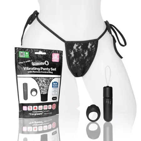 The Screaming O My Secret 4T Black Panty Set with Remote Control