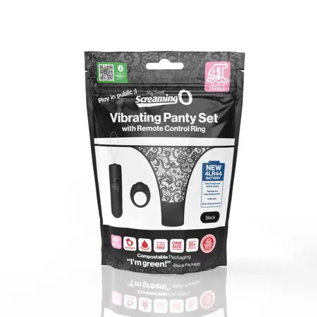 The Screaming O My Secret 4T Black Panty Set with Remote Control