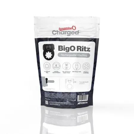 The Screaming O Charged Big O Ritz Black Rechargeable Ring, Silicone