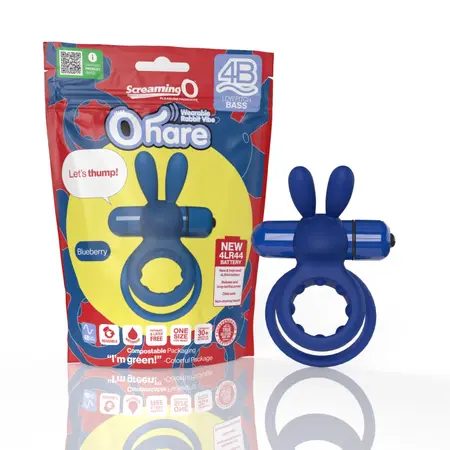 The Screaming O 4B Ohare Blueberry Dual-Ring Vibrating System Silicone Blue
