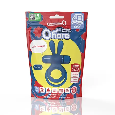 The Screaming O 4B Ohare Blueberry Dual-Ring Vibrating System Silicone Blue