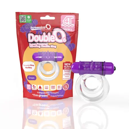 The Screaming O 4T DoubleO 6 Vibrating Dual Ring Grape, Waterproof