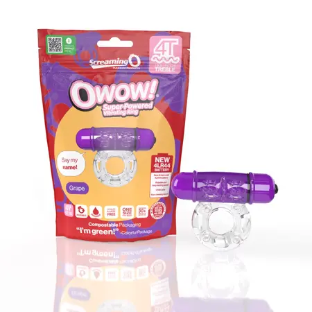 The Screaming O 4T Owow Ring Grape - Vibrating Intimate System, Purple