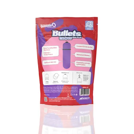 The Screaming O 4B Bullet Vibrator Grape - Compact, Waterproof, 5 Modes