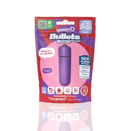 The Screaming O 4B Bullet Vibrator Grape - Compact, Waterproof, 5 Modes