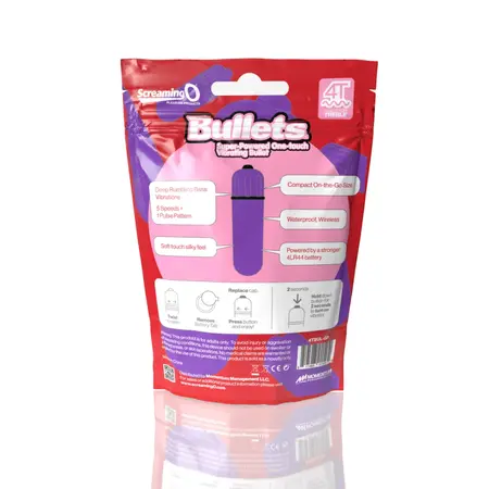 The Screaming O 4T Bullet Grape - Compact 5-Speed Waterproof Mini Massager