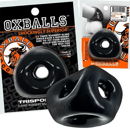 Oxballs Tri-Sport XL Black Advanced 3-Ring Anatomical System