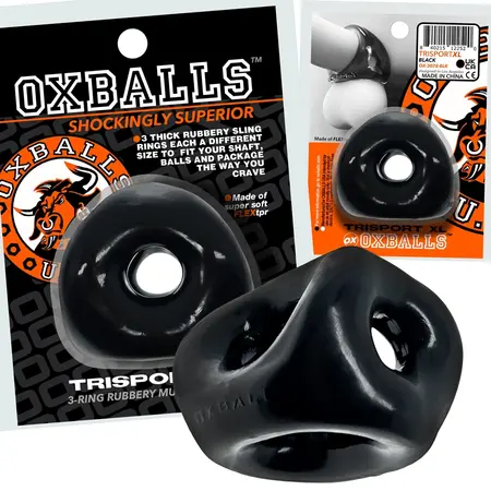 Oxballs Tri-Sport XL Black Advanced 3-Ring Anatomical System