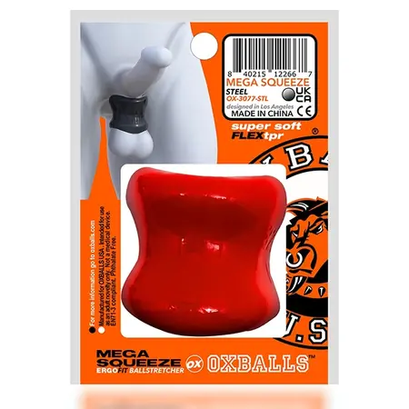 Oxballs Mega Squeeze Ergofit Ballstretcher Red Flexible Design 6cm