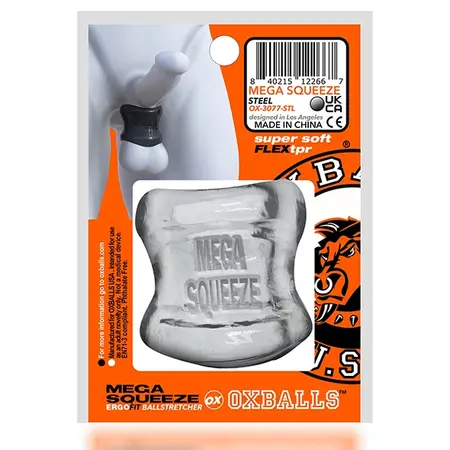 Oxballs Mega Squeeze Ergofit Clear Ballstretcher - Flexible Anatomical Design