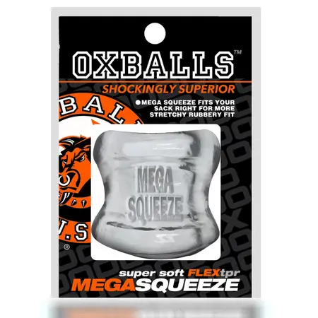Oxballs Mega Squeeze Ergofit Clear Ballstretcher - Flexible Anatomical Design