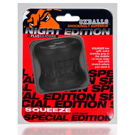 Oxballs SQUEEZE Night Edition Ballstretcher, Silicone Blend, Black