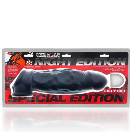 Oxballs Butch Night Edition Silicone Sheath, Adjustable Fit, Black, 21.6 cm