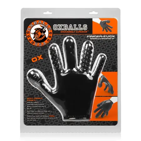 Oxballs Finger Glove Black - FLEX-TPR Textured Hand Gear Medium