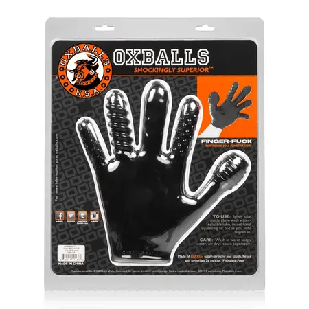 Oxballs Finger Glove Black - FLEX-TPR Textured Hand Gear Medium