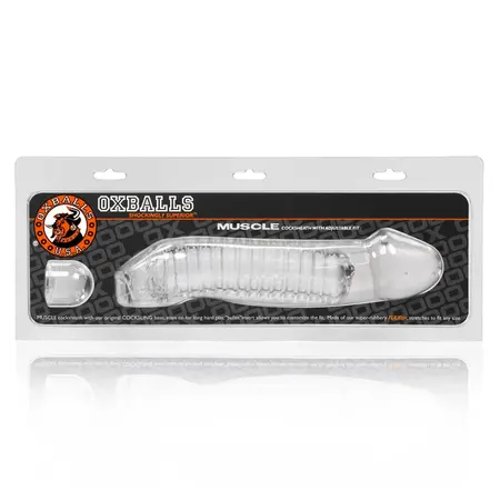 Oxballs Muscle Cocksheath Clear - Flexible TPR Extension Sleeve 23.4cm