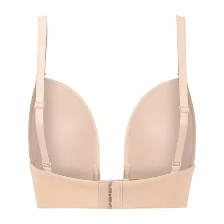 Bye Bra Ultra Plunge Bra Beige XL - Deep V-Cut, Multiway Straps
