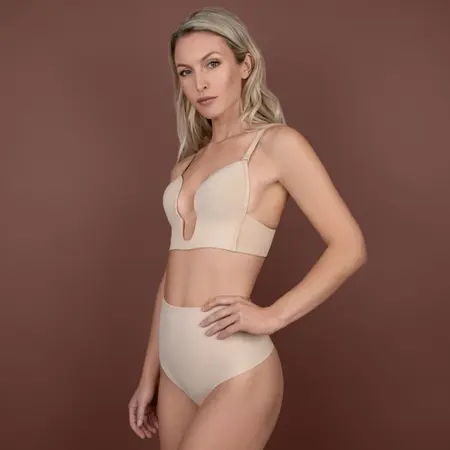 Bye Bra Ultra Plunge Bra Beige S - Deep V-Cut, Multiway Straps