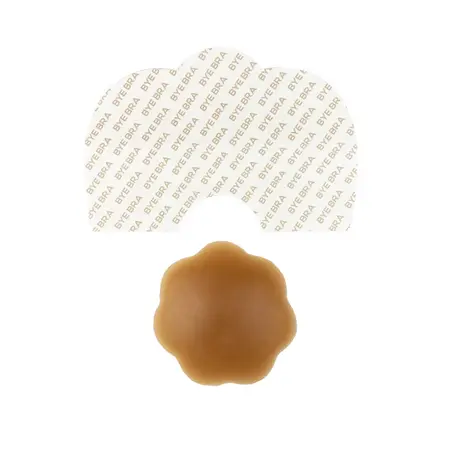 Bye Bra Breast Lift Tape & Reusable Silicone Covers Brown D-F Cup