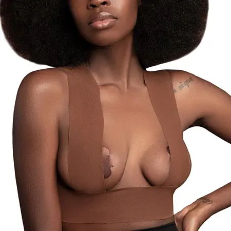 Bye Bra Body Tape 6.5cm x 5m & Satin Covers Brown - Wide, Waterproof, One Size