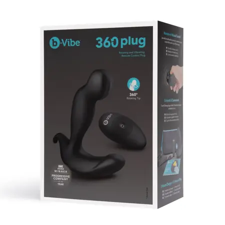 b-Vibe 360 Plug Intimate System with Remote, Rotating & Vibrating Black