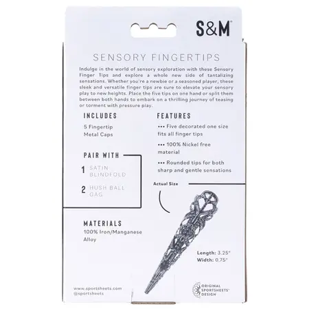 Sportsheets Sensory Fingertips Black - Set of 5, Nickel-Free Alloy