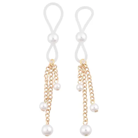 Sportsheets S&M Pearl Adjustable Nipple Ties - Elegant Faux Pearl Design