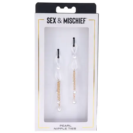 Sportsheets S&M Pearl Adjustable Nipple Ties - Elegant Faux Pearl Design