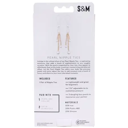Sportsheets S&M Pearl Adjustable Nipple Ties - Elegant Faux Pearl Design