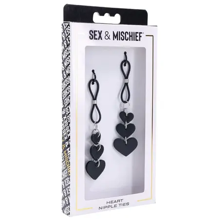 Sportsheets S&M Heart Nipple Ties Adjustable Faux Leather Pink